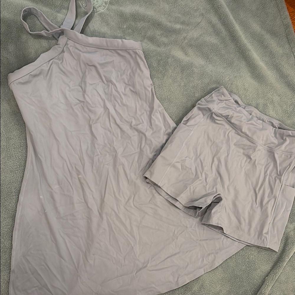 Halara Lavendar Gray Tank Top and Shorts Set